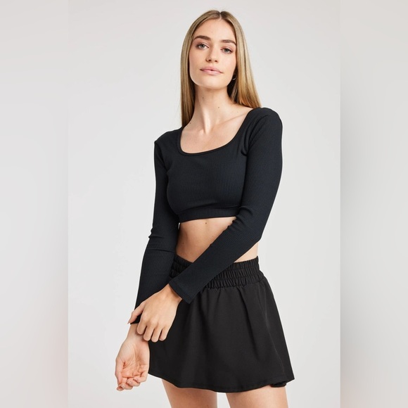 YEAR OF OURS long sleeved ribbed crop top in black - Picture 3 of 6